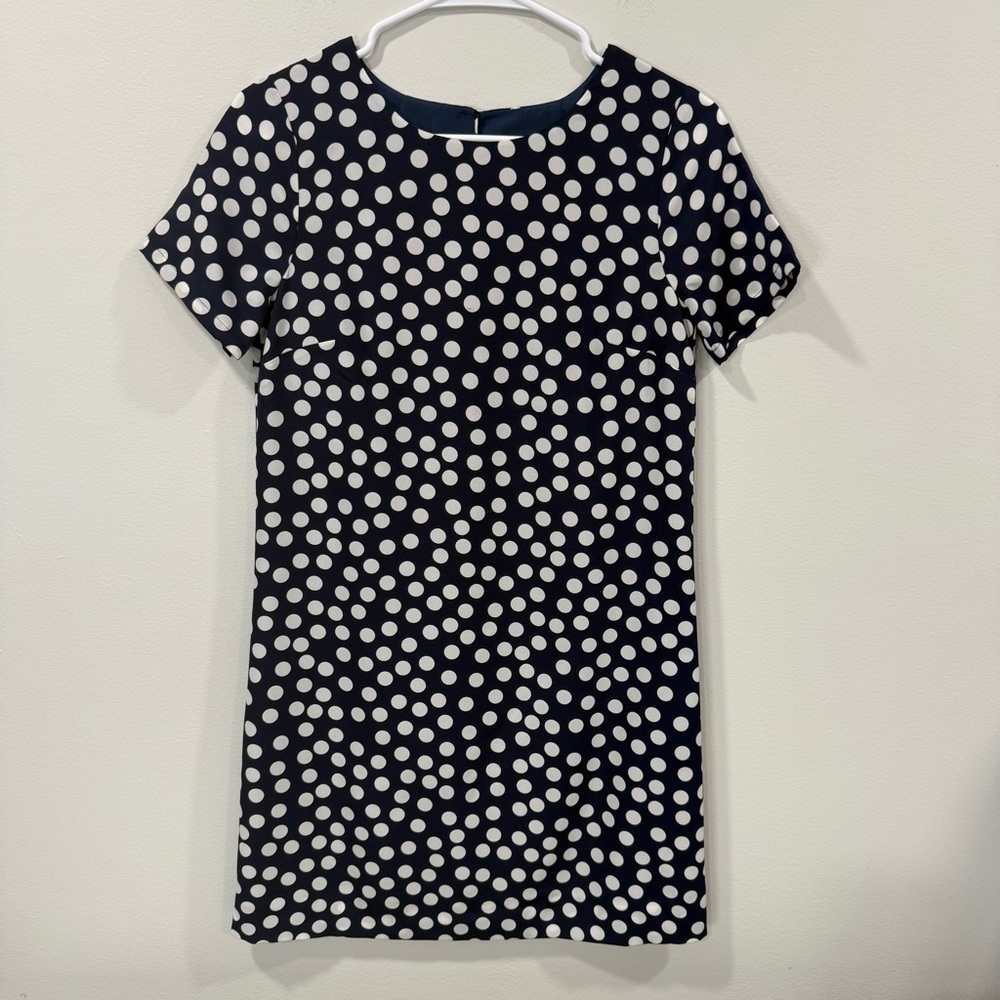 J. Crew Navy and White Polka Dot Mini Dress Size 00 EUC